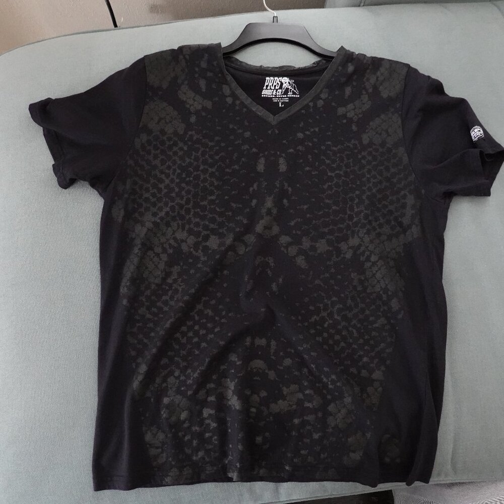 PRPS Goods V-neck tshirt - black - snake pattern - Men's L